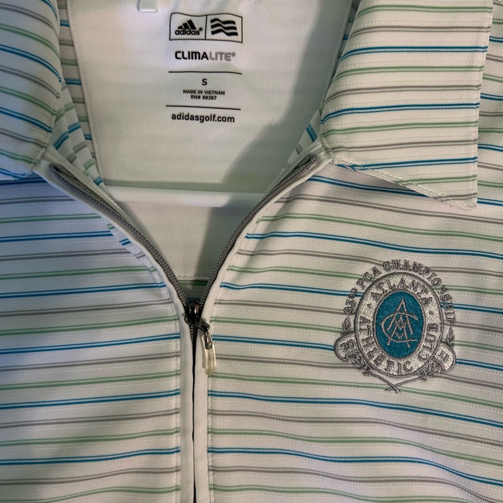Adidas Cumulite Polo with Blue and Green Stripes